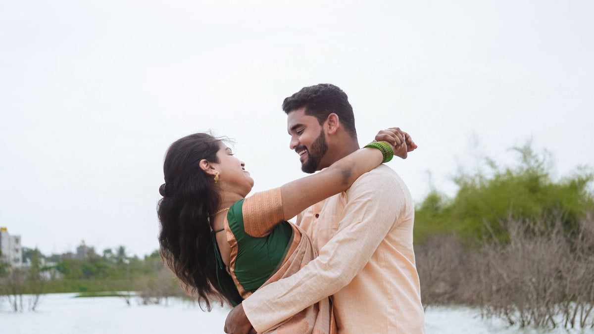 A couple embracing warmly