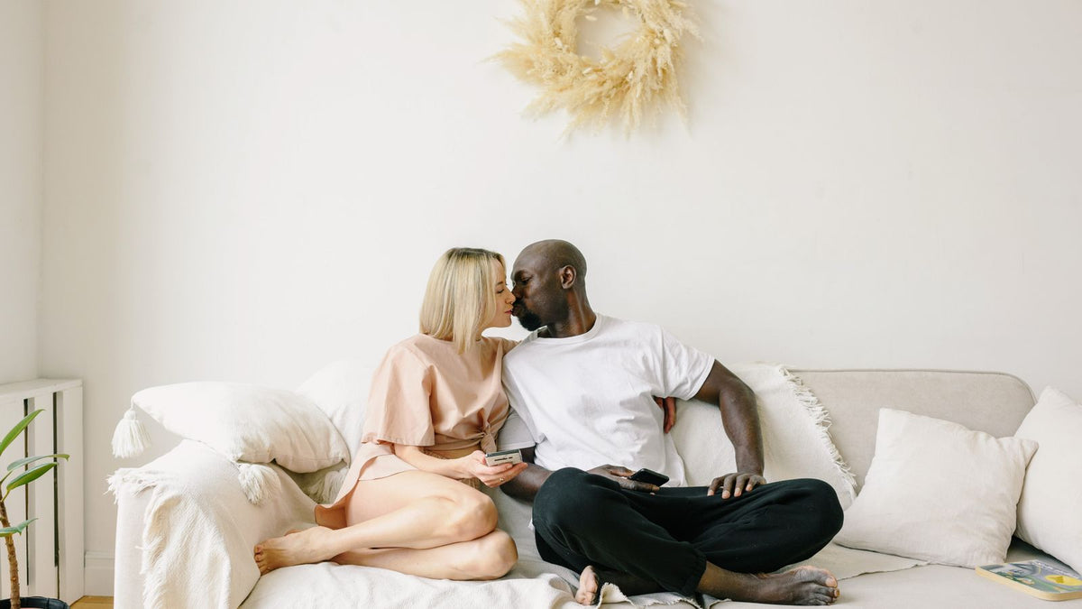 A couple sharing a tender reconnecting moment